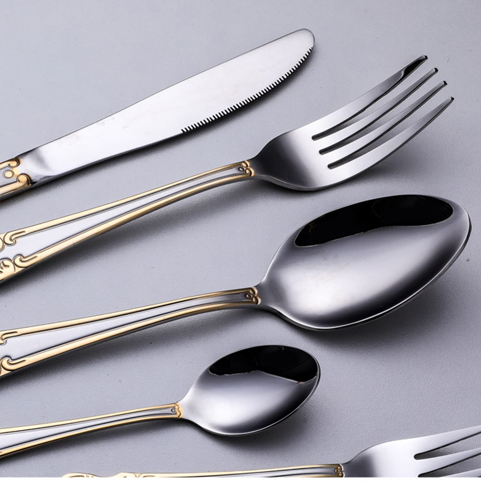 Juego De Cubiertos Para 2, Juego De Cuchillo Y Tenedor De Carne De Acero Inoxidable, Estilo Creativo Minimalista Moderno, Adecuado Para Hoteles, Hogares, Restaurantes,Plata,2set