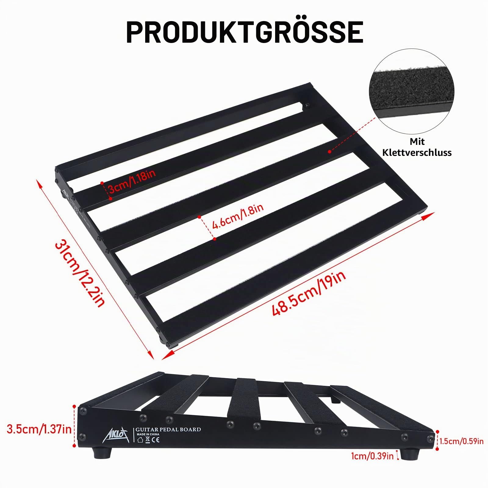 AKLOT Gitarren-Pedalboard, Bass-Pedalboard, Aluminiumlegierung, 1,3 kg, Super große Kapazität, 48,3 x 30,5 cm mit Tragetasche
