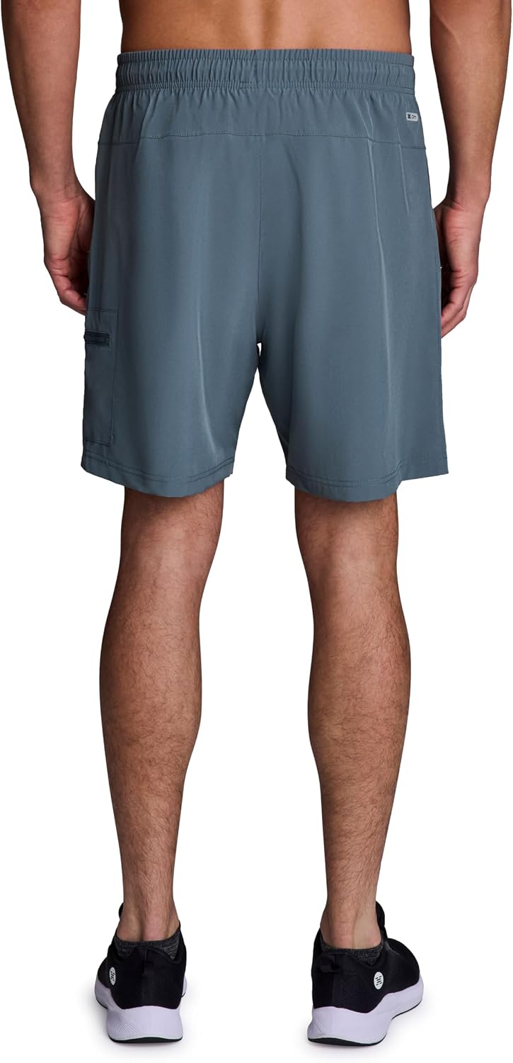 RBX Active Cargo-Style Workout Shorts for Men, Woven Gym Basketball Shorts with Drawstring Waistband, Zipper Pocket
