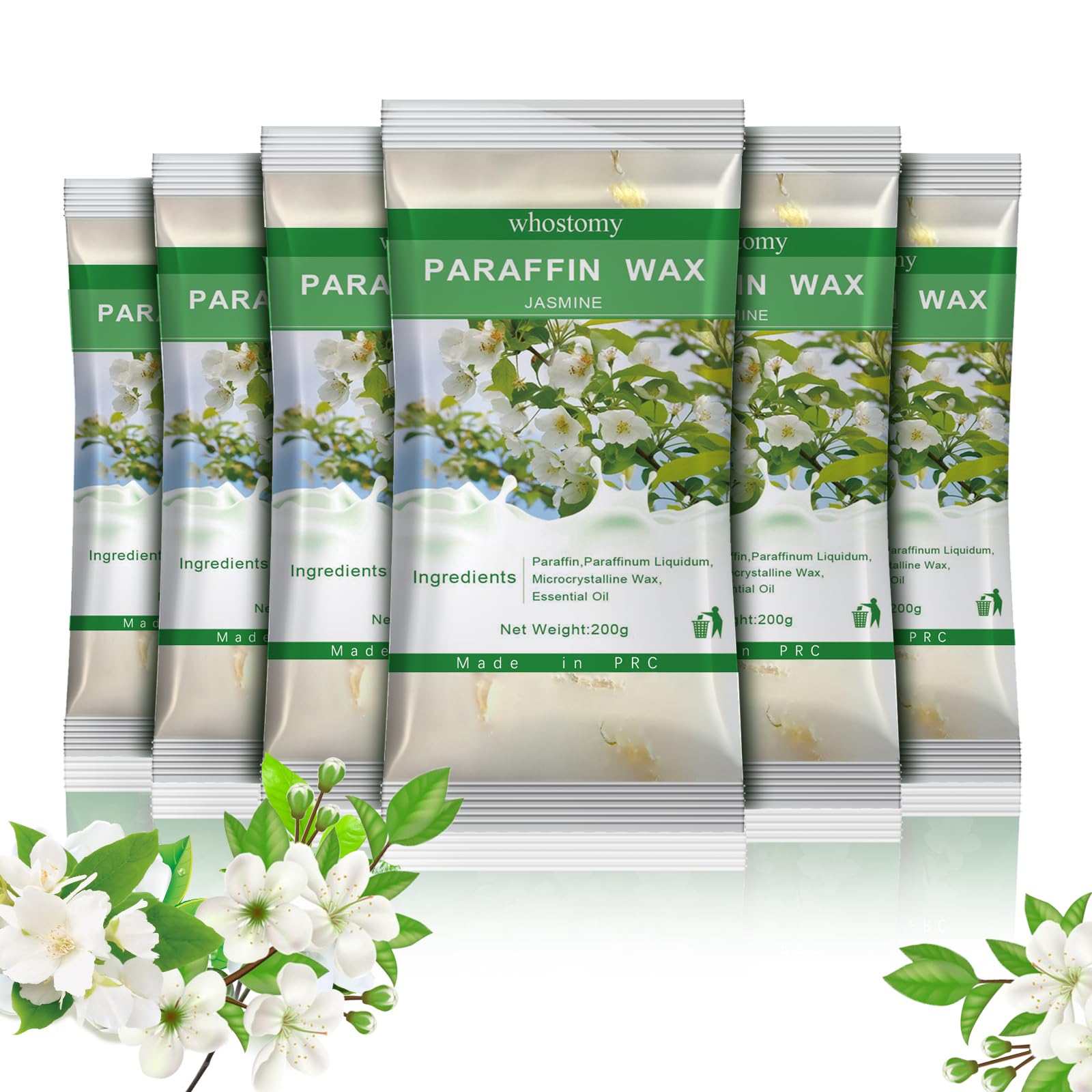 Whostomy Paraffin Wax Refills, 6 PackParaffin Wax for Hands and Feet, Hot Melt Paraffin Wax Blocks for Paraffin Bath, Jasmine Scent + Dry Flowers, Relieves Muscle Fatigue Nourishes Dry Skin