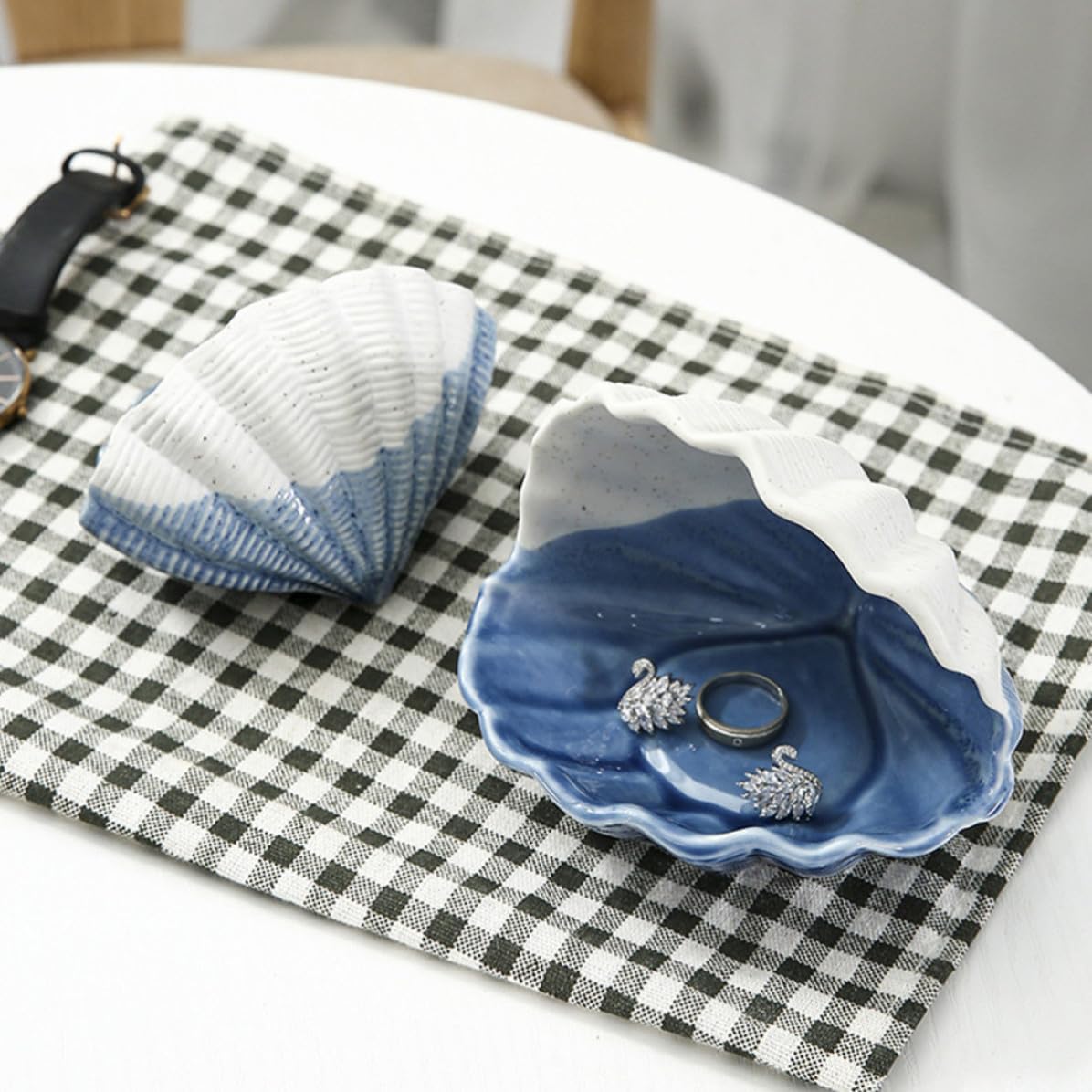 Ceramic Seashell Ring Tray Jewelry Organizer for Home Bedroom image 4
