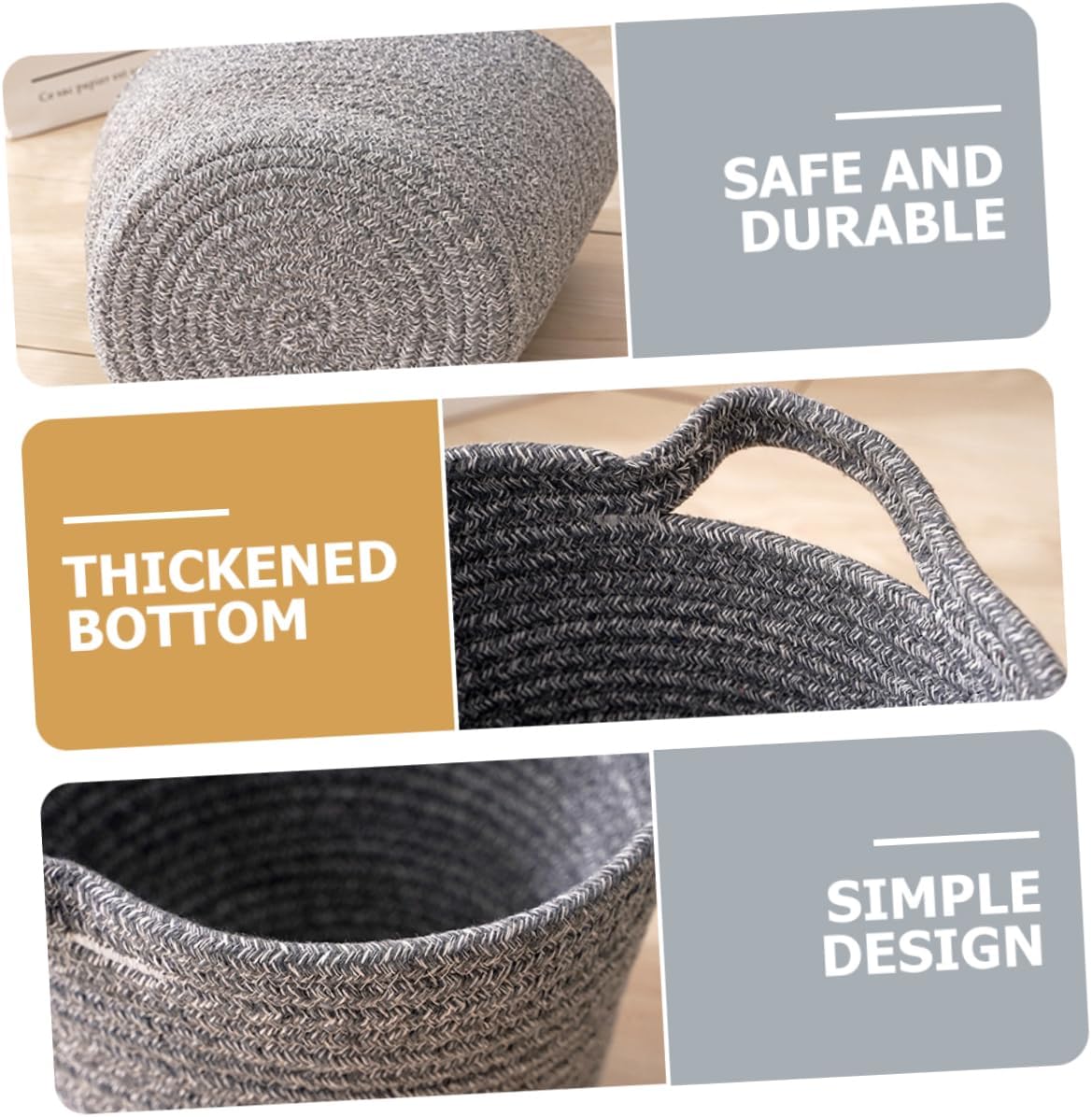 Collapsible Cotton Laundry Basket Large Dual Color Hamper with Handles Portable Clothes Storage for Nursery Bathroom and Laundry Cotton Linen Material Height