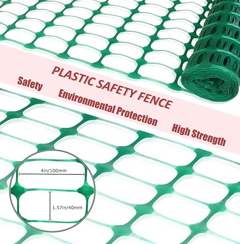Miniatura 2 de Valla de jardín, valla de nieve, valla de seguridad de plástico + 25 estacas de acero para plantas, valla de nieve para patio, 40 pulgadas x 100
