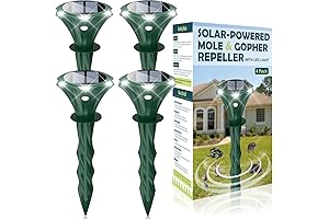 Solar Mole Repellent Sonic Gopher Repellent Vole Chaser Mole Deterrent Sonic Spikes...
