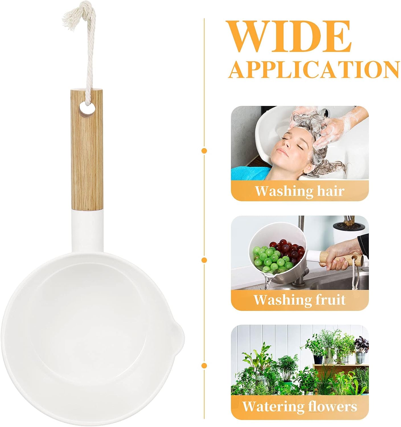 DOITOOL Water Ladle Long Handle Washing Spoon, 2Pc Japanese Plastic Water Ladle, Hair Washing Scoop, Bath Dipper for Kitchen, Bathroom and Garden