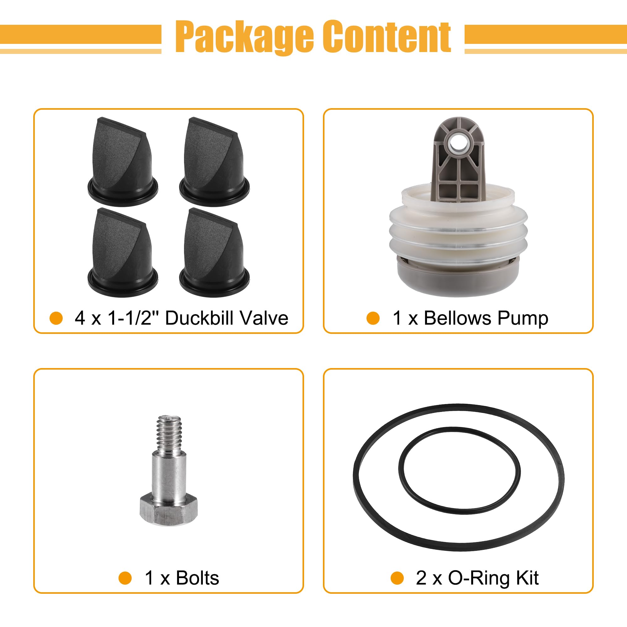 X AUTOHAUX Kit De Fuelles De Bomba Para Dometic/Sealand Vg Y Vht 1 Kit | Negro, Blanco, Gris, Goma, Metal, Plástico, 12.5X9.8Cm, 4 Válvula Pico De Pato, 1 Bomba, 1 Tornillos, 2 Kit Anillos En O