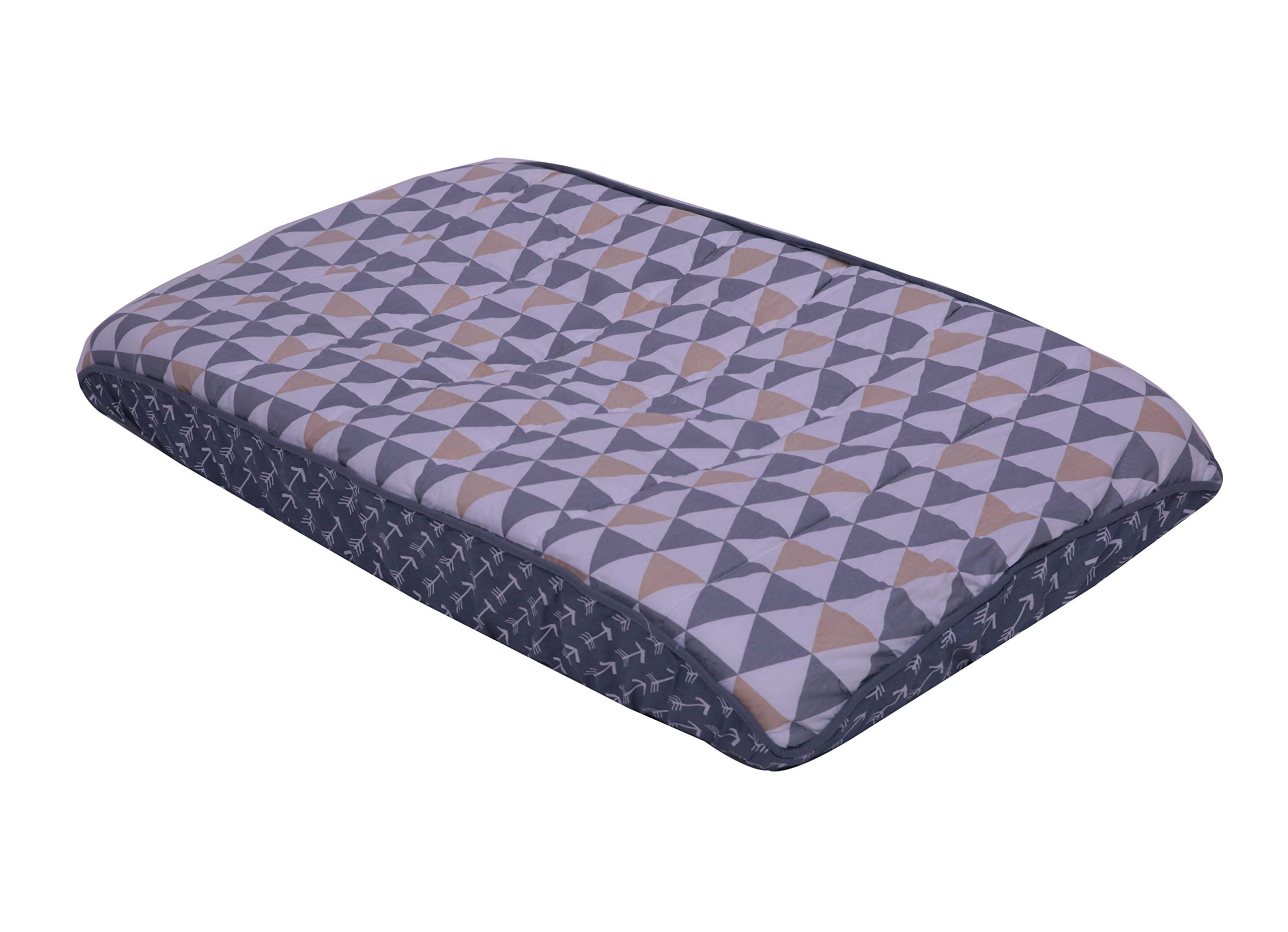 Bacati Woodlands Grey/Beige Grey Triangles Neutral Cotton Changing Pad Cover, Beige/Grey