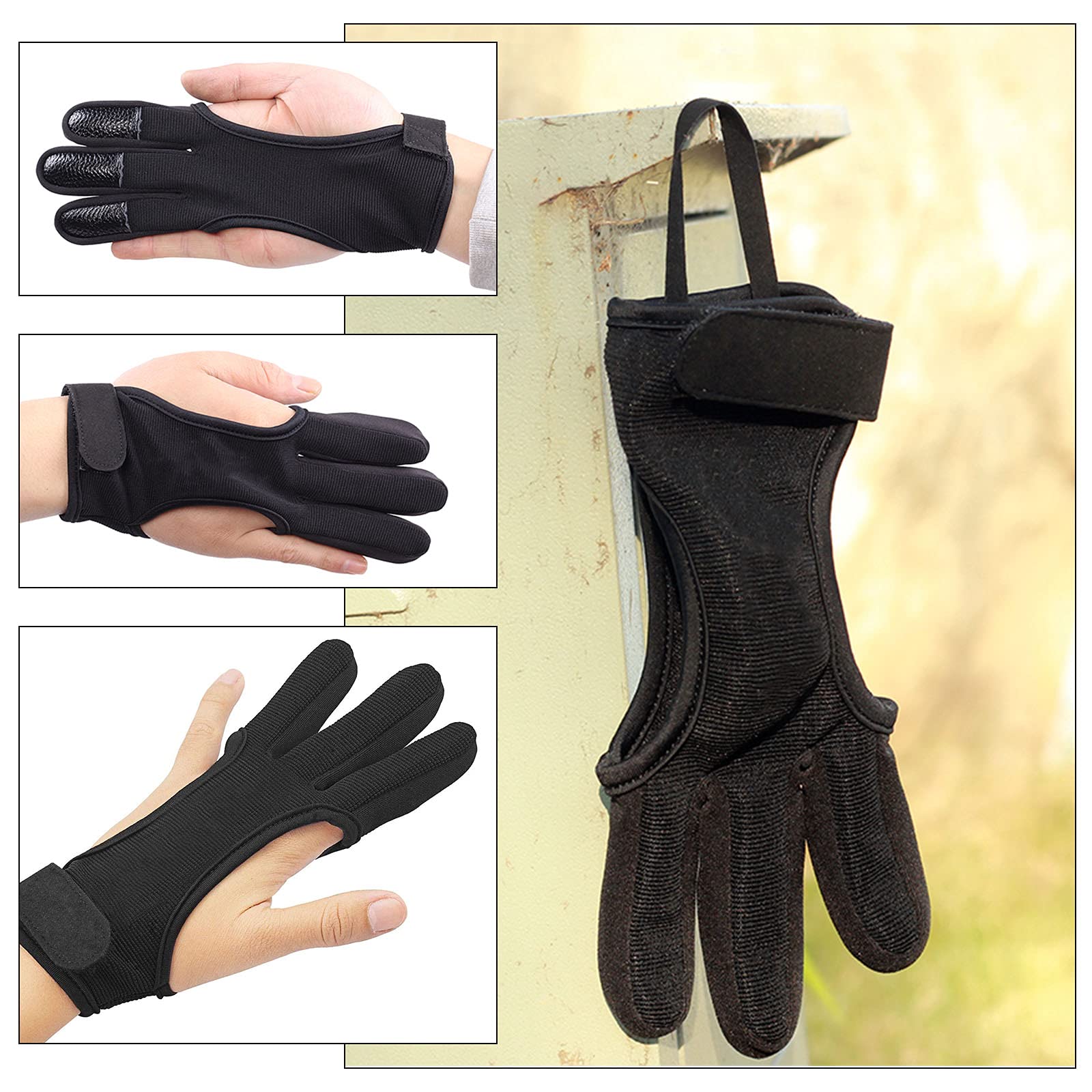 EMSea Guanto di protezione per tiro con l'arco, regolabile, flessibile, per tiro, sport, caccia, unisex, per adulti, giovani, 1 pezzo