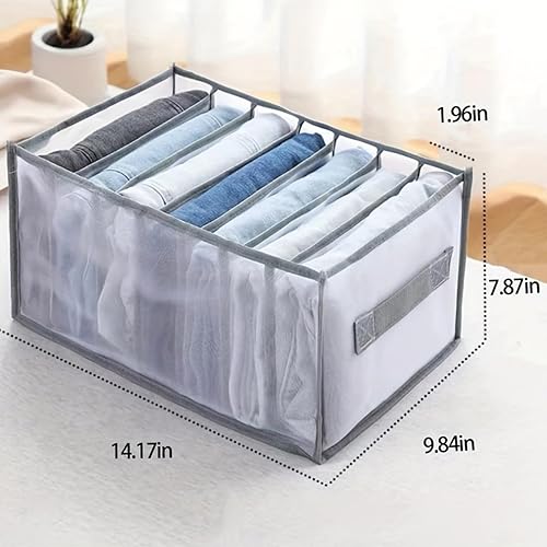 Miniatura 2 de Caja organizadora de ropa plegable de 7 rejillas para almacenamiento de armario, separador de cajones de tela, jeans, camisetas y organización