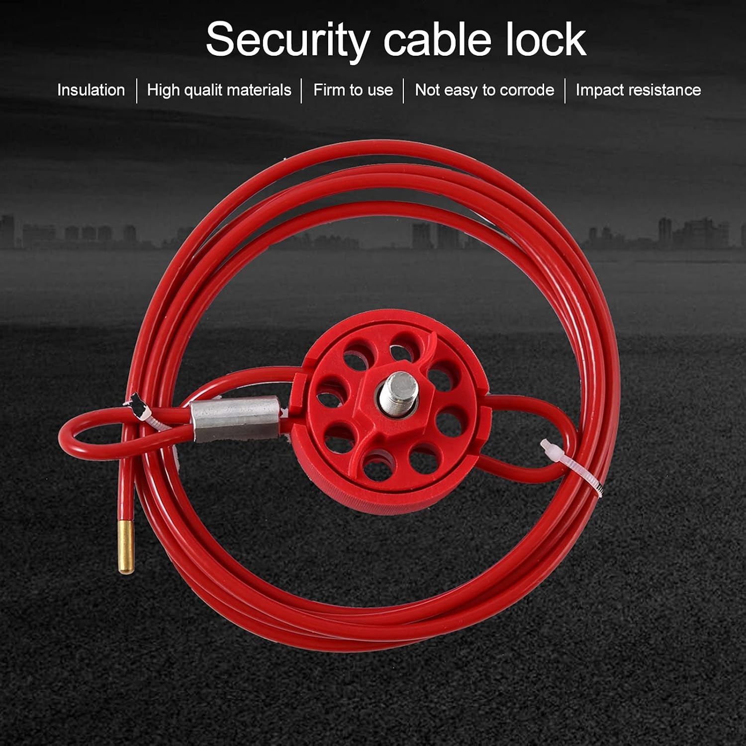 Cable Lock, Multifunction Bike Cable Lock, Adjustable Insulation Cable Bike Lock, Universal Steel Cable Lock, for Valve Red Energy Isolation Security