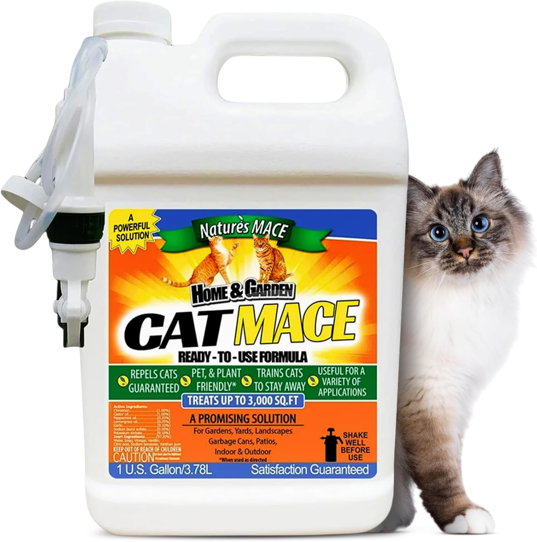 Cat Repellent 1 Gallon Spray/Treats 3,000 Sq. Ft. / Keep Cat Out of Your Lawn and Garden/Train Your Cat to Stay Out of Bushes/Safe to use Around Children & Plants