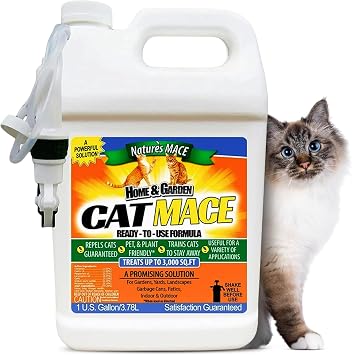 Natures Mace Cat Mace Cat Repellent 1 Gallon Spray | Pets Training Tool, Outdoor & Indoor, Home, Liquid Spray Deterrent, Landscaped, Marking, Anti-Scratch, Garden Protector.