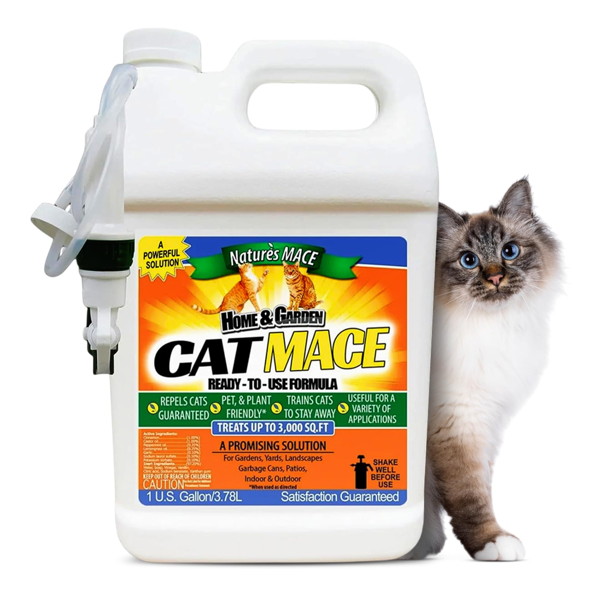 Nature's MACECat Repellent 1 Gallon Spray/Treats 3,000 Sq. Ft. / Keep Cat Out of Your Lawn and Garden/Train Your Cat to Stay Out of Bushes/Safe to use Around Children & Plants
