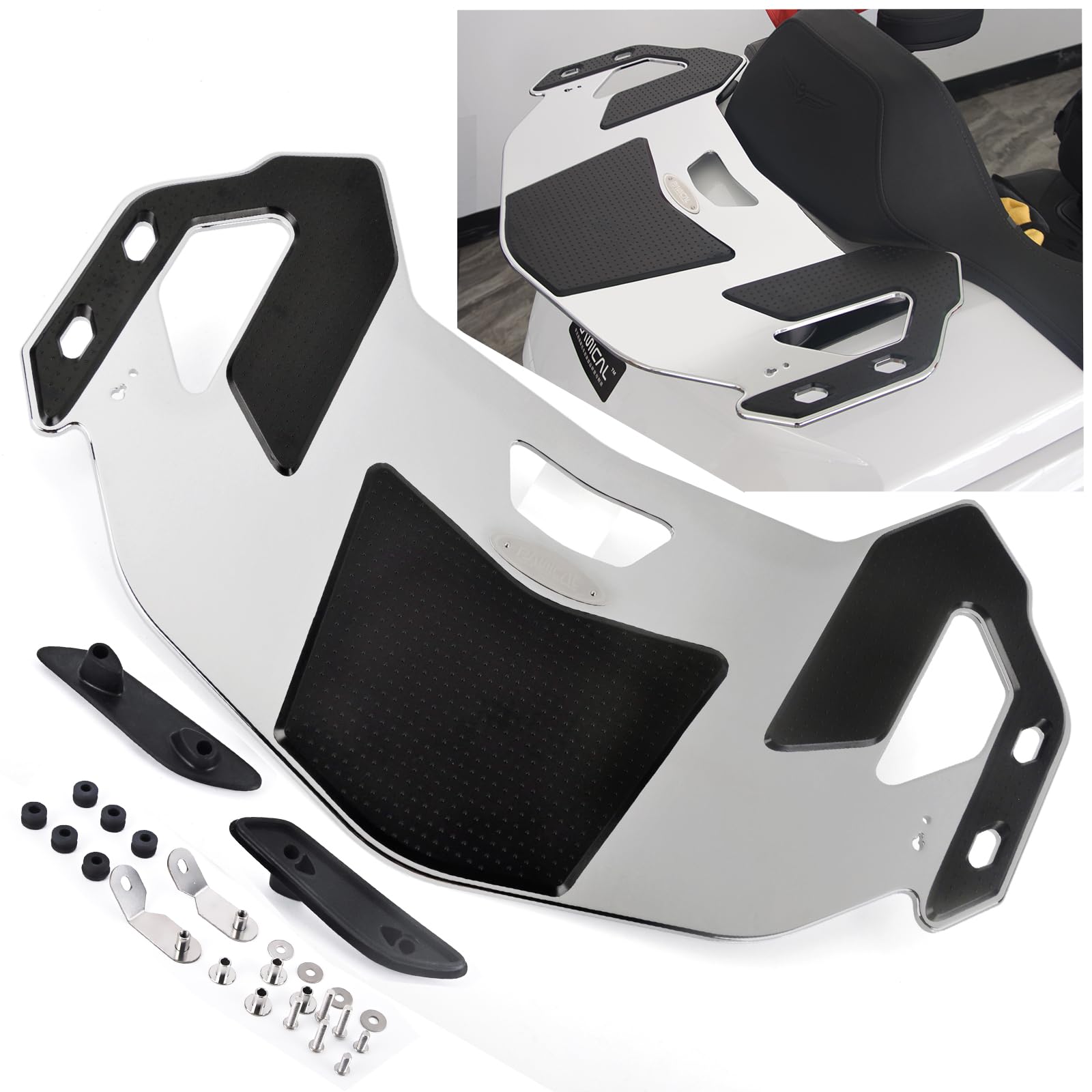 Panical Black Rear Trunk Luggage Rack Shelf Storage Rack Enlarged Storage Board for Honda Gold Wing GL1800 2021-2026 Motorcycle Aluminum Alloy Rubber