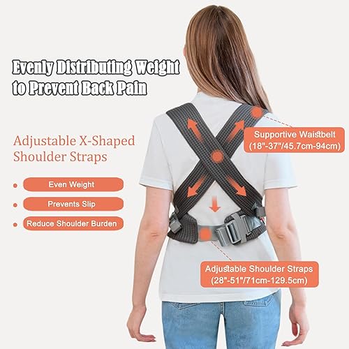 Miniatura 4 de IULONEE Portabebés ergonómico, portabebés para recién nacidos a niños pequeños, portabebés delantero y trasero, mochila de transporte para niños