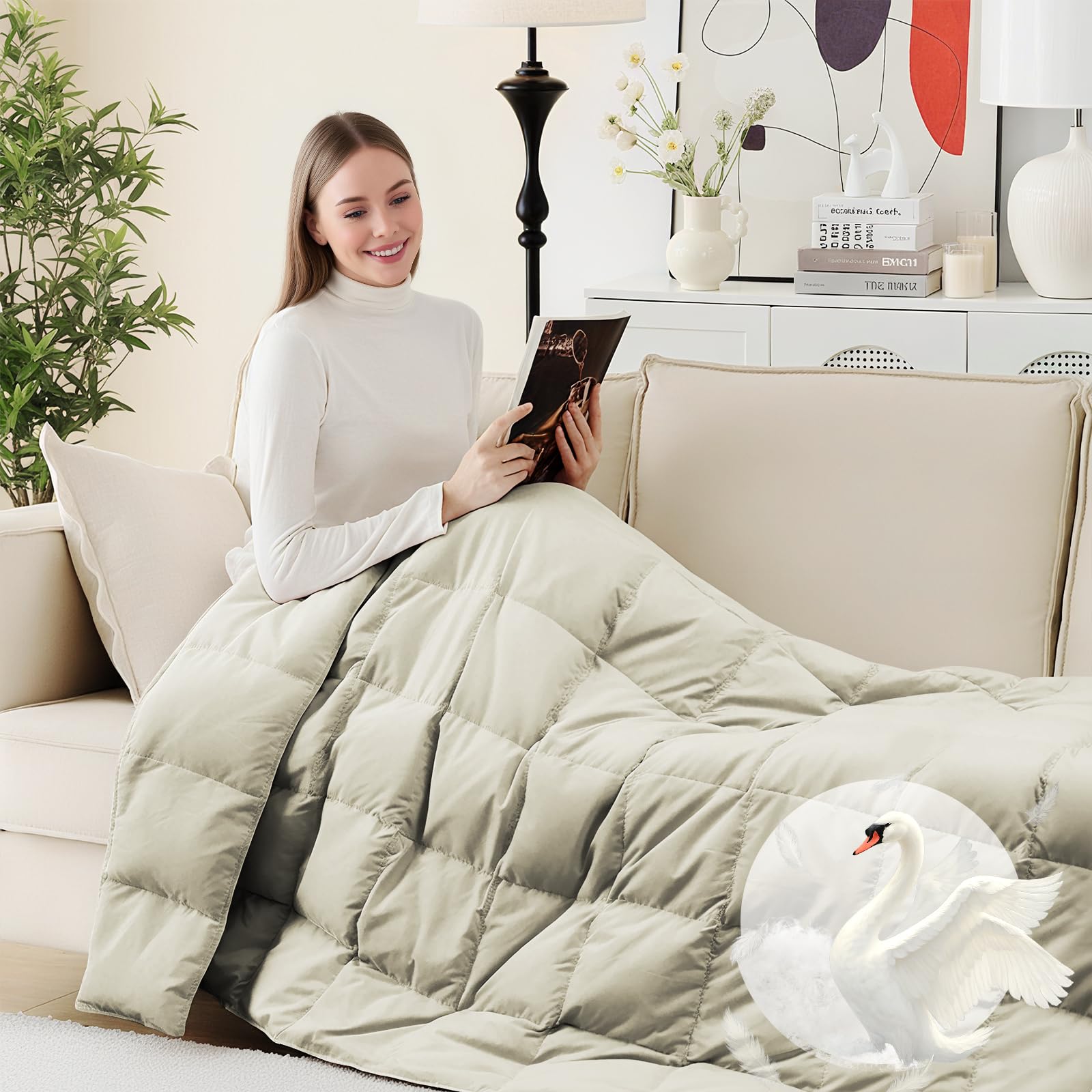 Deodar Down Fiber Throw Beige