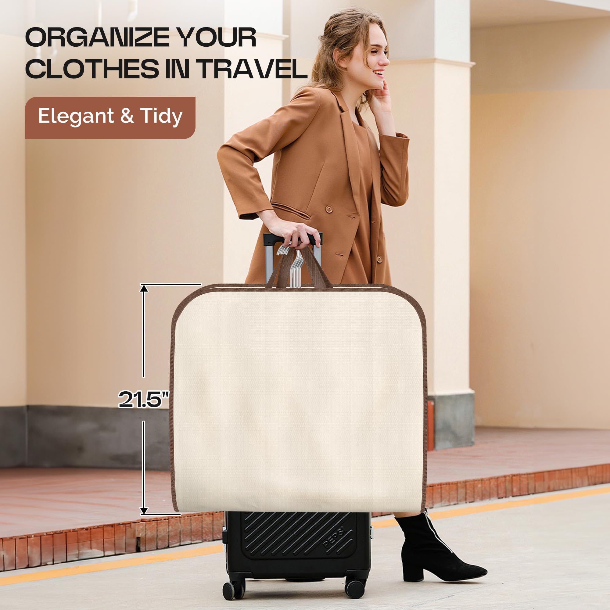 MISSLO Borsa porta abiti da viaggio pieghevole da 152,4 cm, per abiti lunghi, cappotti, protezione per vestiti, beige