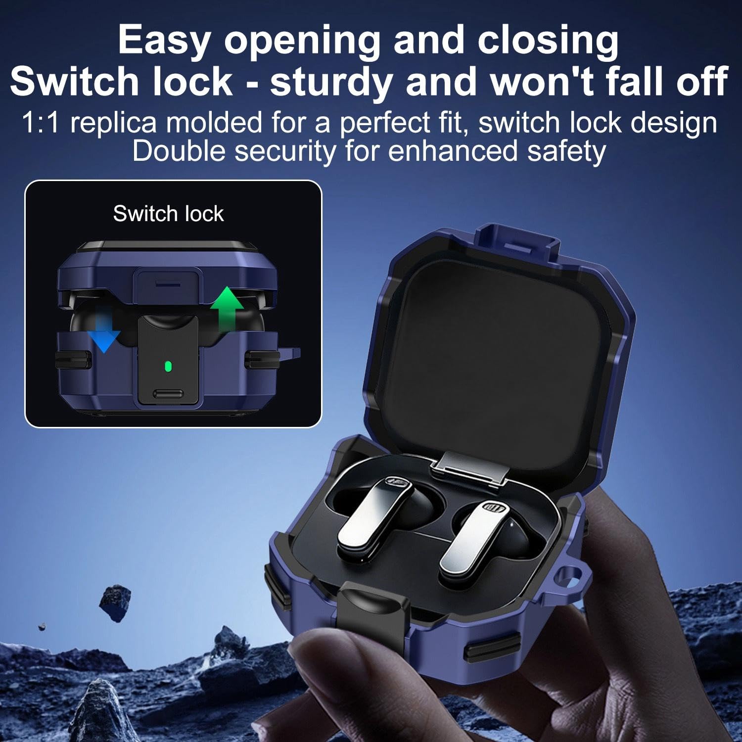CaseOnn Samsung Galaxy Buds 4 Pro Kılıf Güvenlik Kilitli Military Tank Yeşil