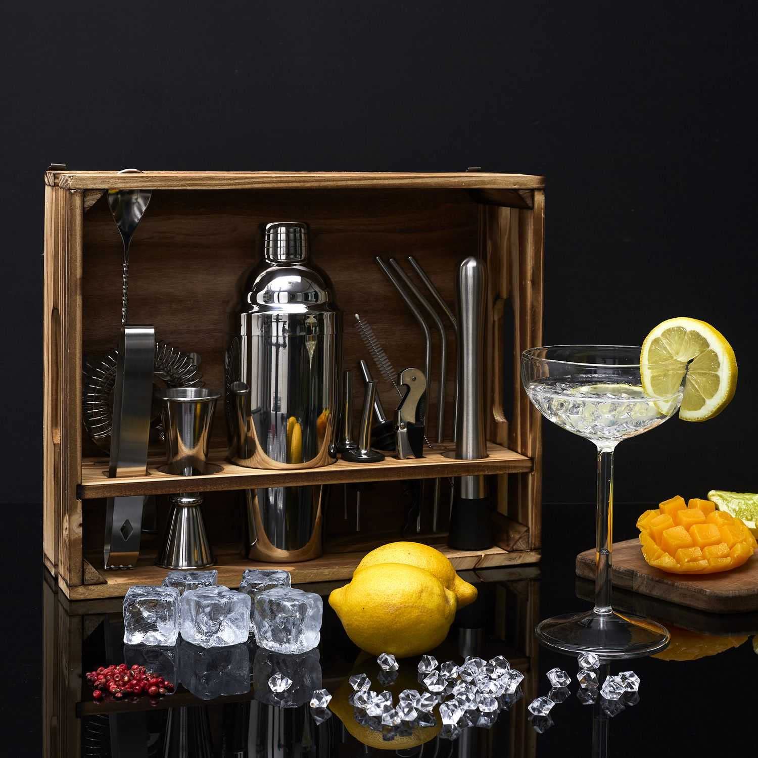 COOK CONCEPT - KV7349 - Cocktail Set - 15 Accessori per la tavola Bevanda Aperitivo, Cocktail, Birra, Succhi, Antipasto, Alcool, Liquore