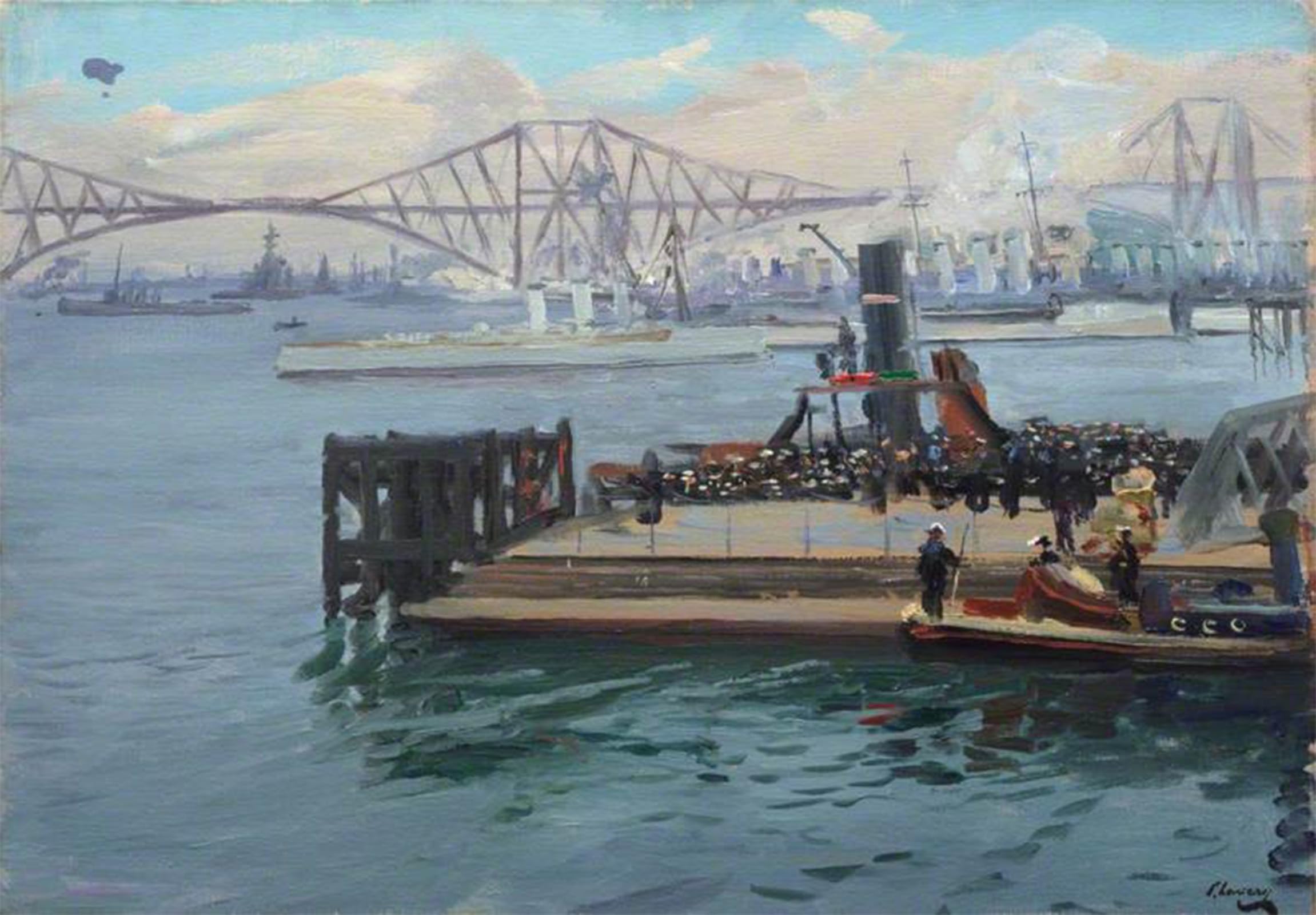 ARTXLXXBN Famous Art Print Poster Vintage Wall Art il Forth Bridge: Bluejackets sbarco John Lavery Canvas Art Poster for Home Decor 60x90cm