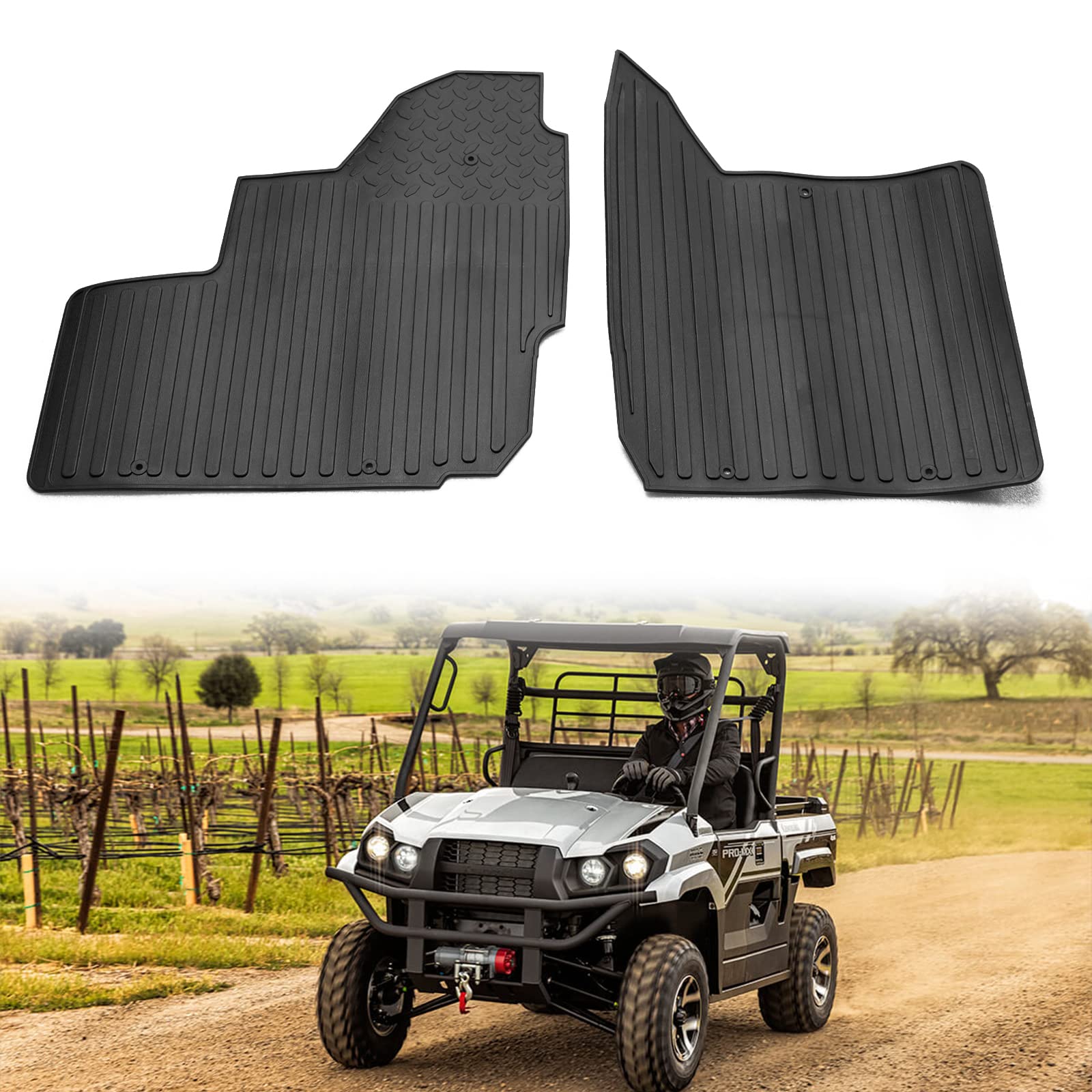 A & UTV PRO TPE Floor Mats for Kawasaki Mule PRO-MX/EPS/SE 2019-2025 2026, Front Row Floor Slush Liner All Weather TPE Material Protection Accessories