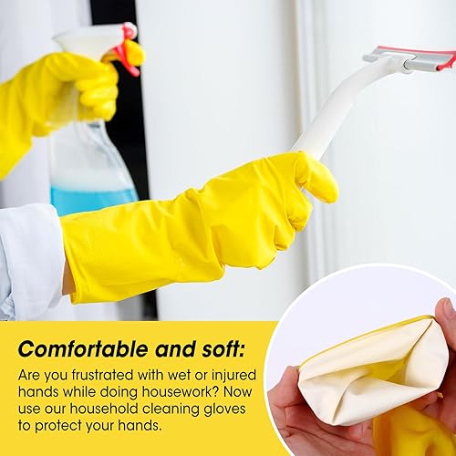 Miniatura 6 de AZEN 2 pares de guantes de limpieza de goma, guantes de goma para lavavajillas, guantes de limpieza de cocina reutilizables para el hogar