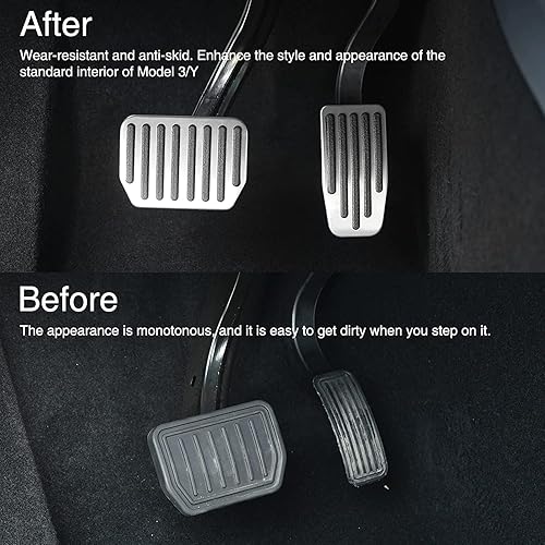 Miniatura 3 de Juego de pastillas de pedal para Tesla Modelo 3 Modelo Y, accesorios de aluminio de rendimiento antideslizante para el pedal de freno y acelerador