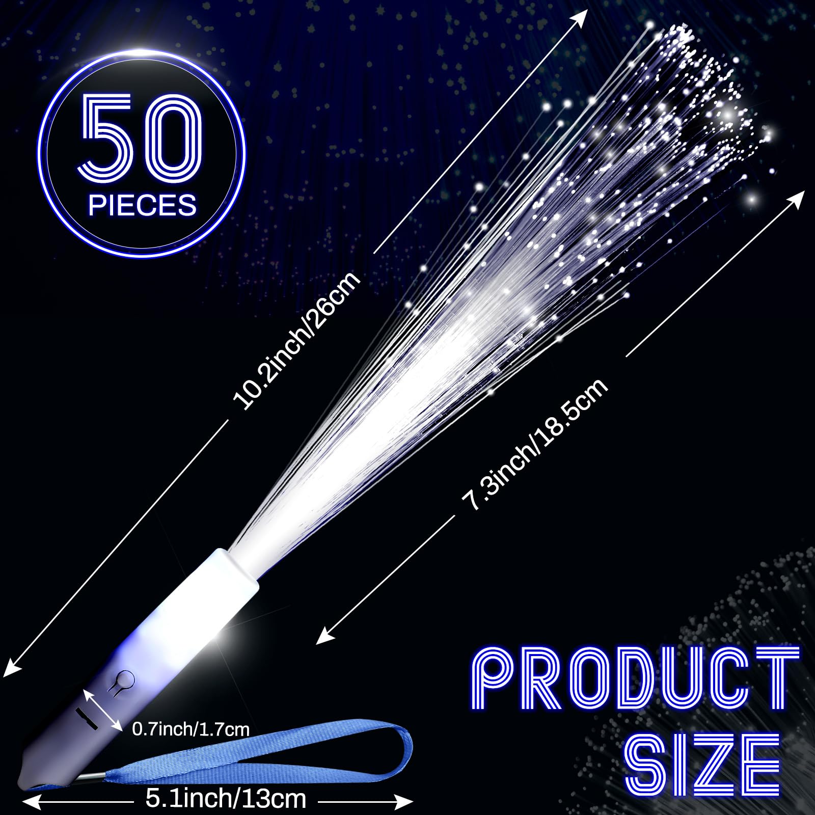Tujoe 100 Pcs White Fiber Optic Wands Bulk Wedding Sparklers Party Favors LED Light Glow Sticks with 3 Modes Long Flashing Glow for Birthday Wedding Bridal Shower Glow in the Dark Party Favors