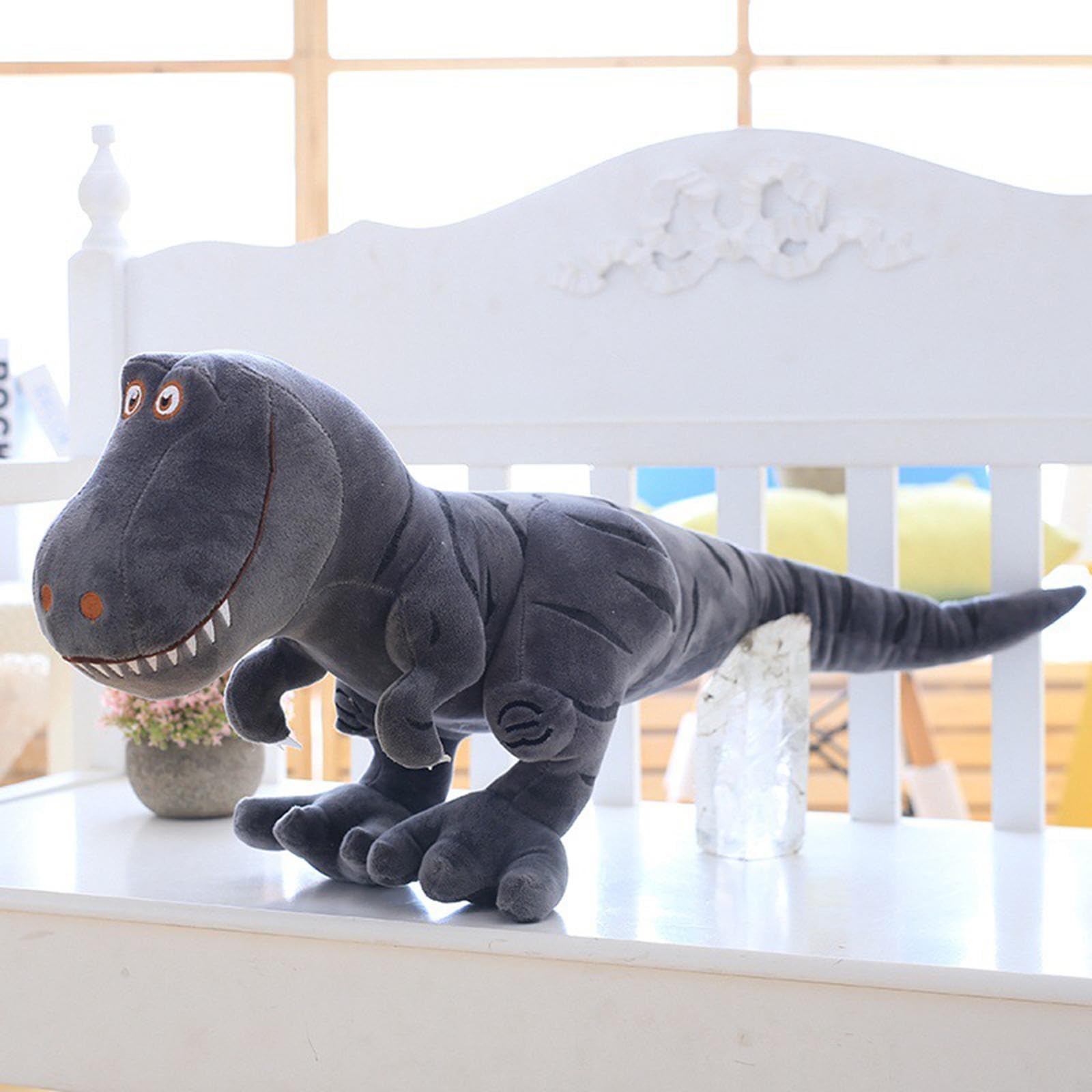 Cuscino di Peluche a Forma di Dinosauro, Figura Decorativa con Facciale, Cuscino di Peluche a Forma di Dinosauro per Auto, 100 CM