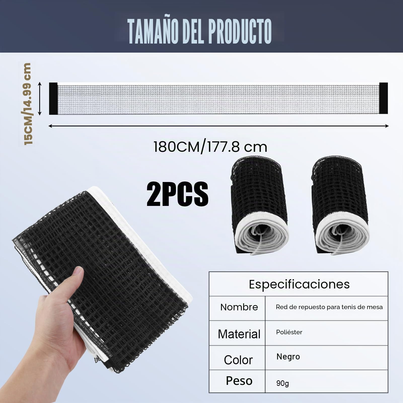 Red de Reemplazo de Tenis de Mesa Portátil Durable 2 PCS Universal para Mesas de Juego