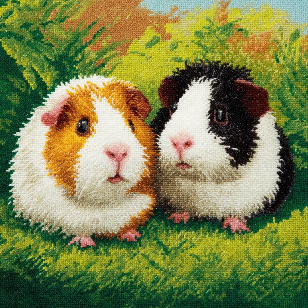 Taxpy Latch Hook Kits, Animal Guinea Pig Pillow Cover DIY Cushion Cross Stitch Crochet Hook Pillowcase Making Kits Preprinted Pattern Canvas Cushion 17x17inch