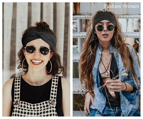 Miniatura 5 de Hjiaruiky 4 diademas de turbante para mujer, bohemias, elásticas, a la moda, de tela anudada, de tela, gruesa, para mujeres, niñas, yoga, leopardo