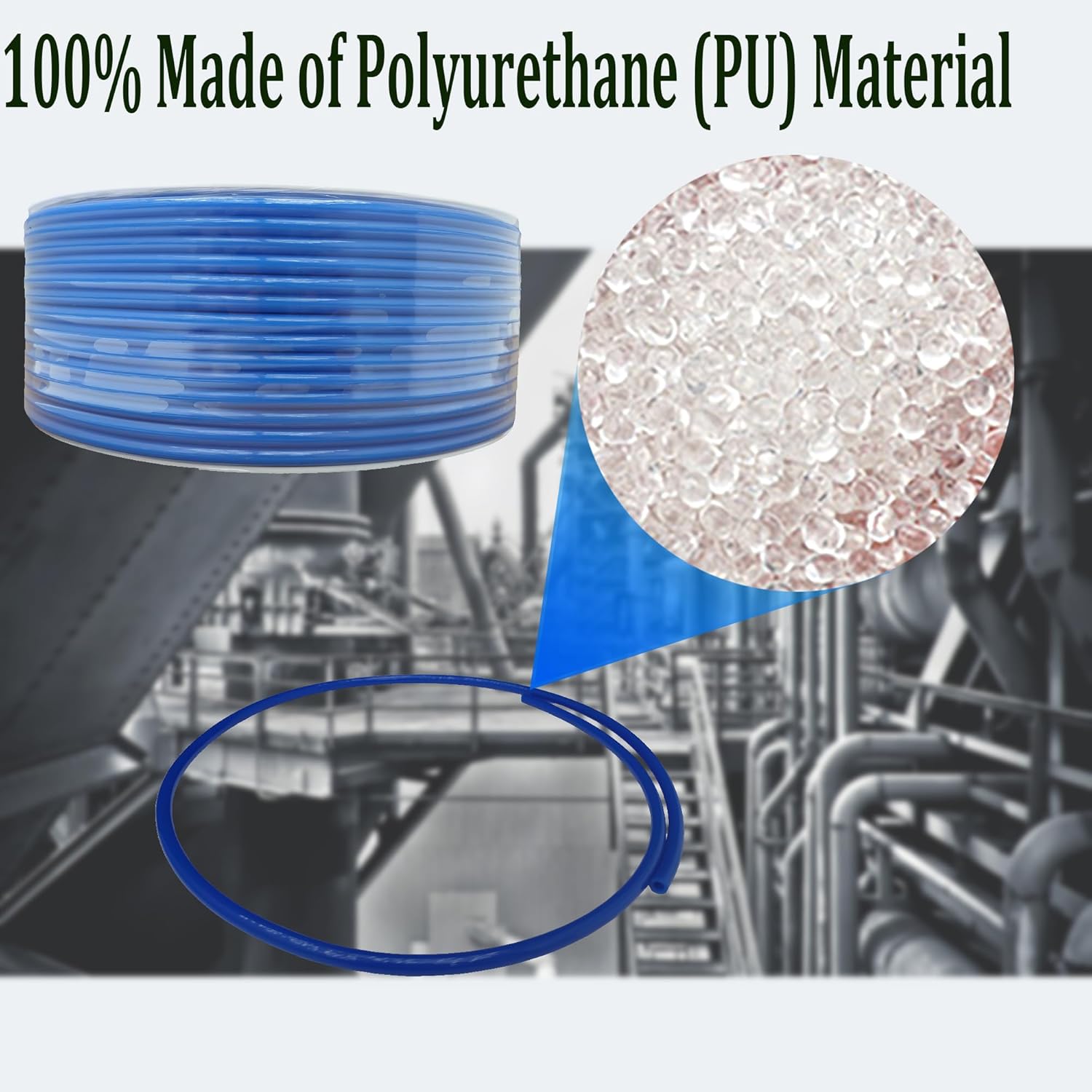 INTSUPERMAI PU Air Hose 5/16'' OD, 328' Length, Blue Pneumatic Tubing Pipe, For Transporting Compressed Air In Industry, Agriculture, Medicine And Other Fields