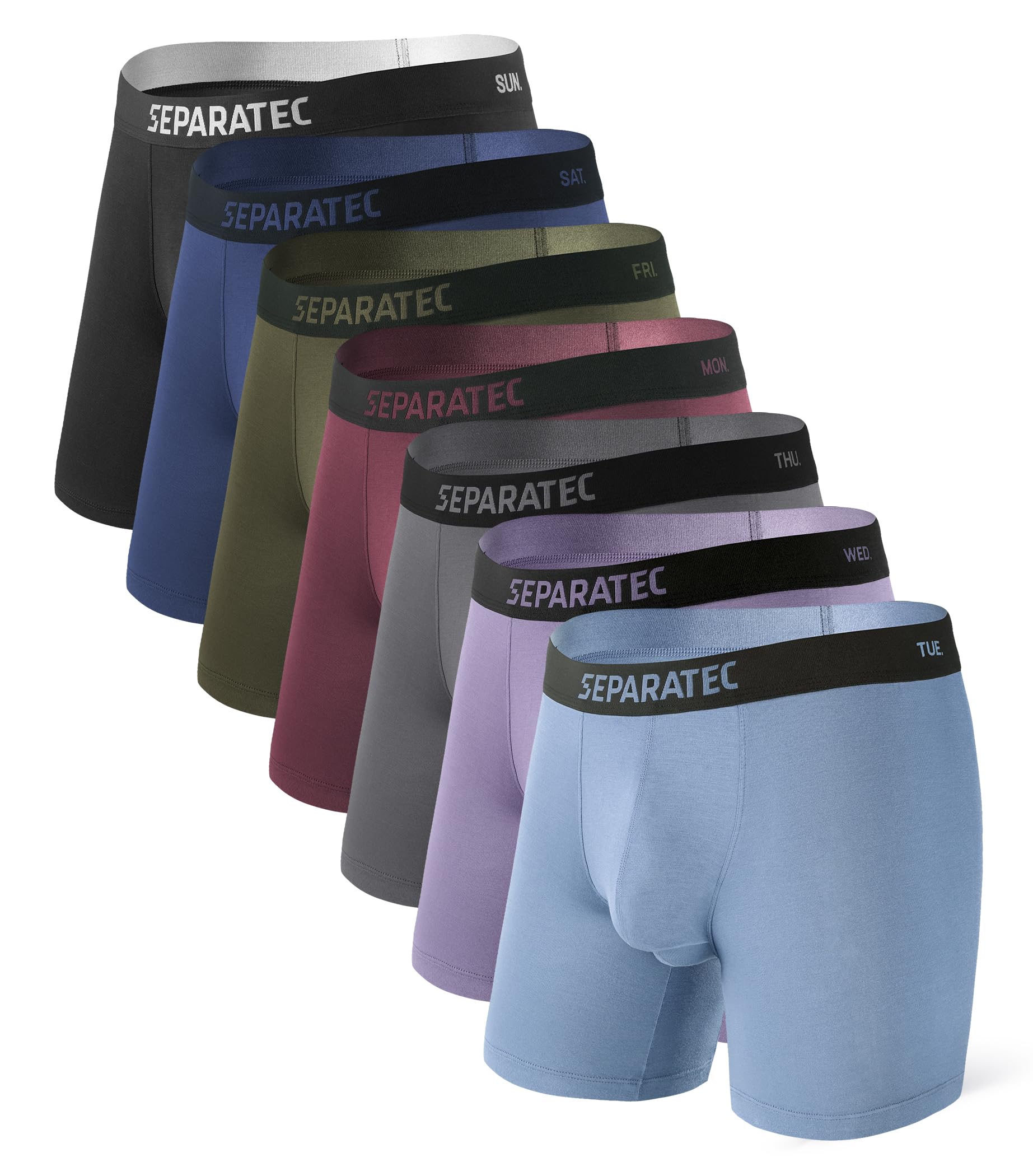 Separatec Dual Pouch Mens Underwear Breathable Cooling Rayon Made from Bamboo Underwear Men, Boxer Briefs and Trunks 7 Pack