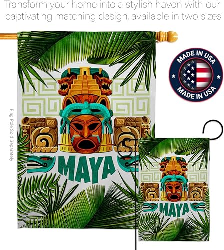 Miniatura 4 de Maya House - Paquete de banderas de regional México, Estados Unidos Mexicano, país, área particular, bordado, decoración para jardín, patio, regalo