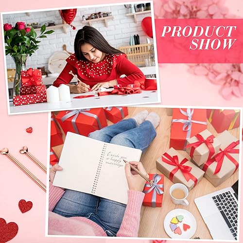 Vista 37 de Thenshop 24 bolígrafos en forma de corazón, retráctiles, de metal, lindos bolígrafos de 0.039 in de tinta negra, bolígrafos decorativos