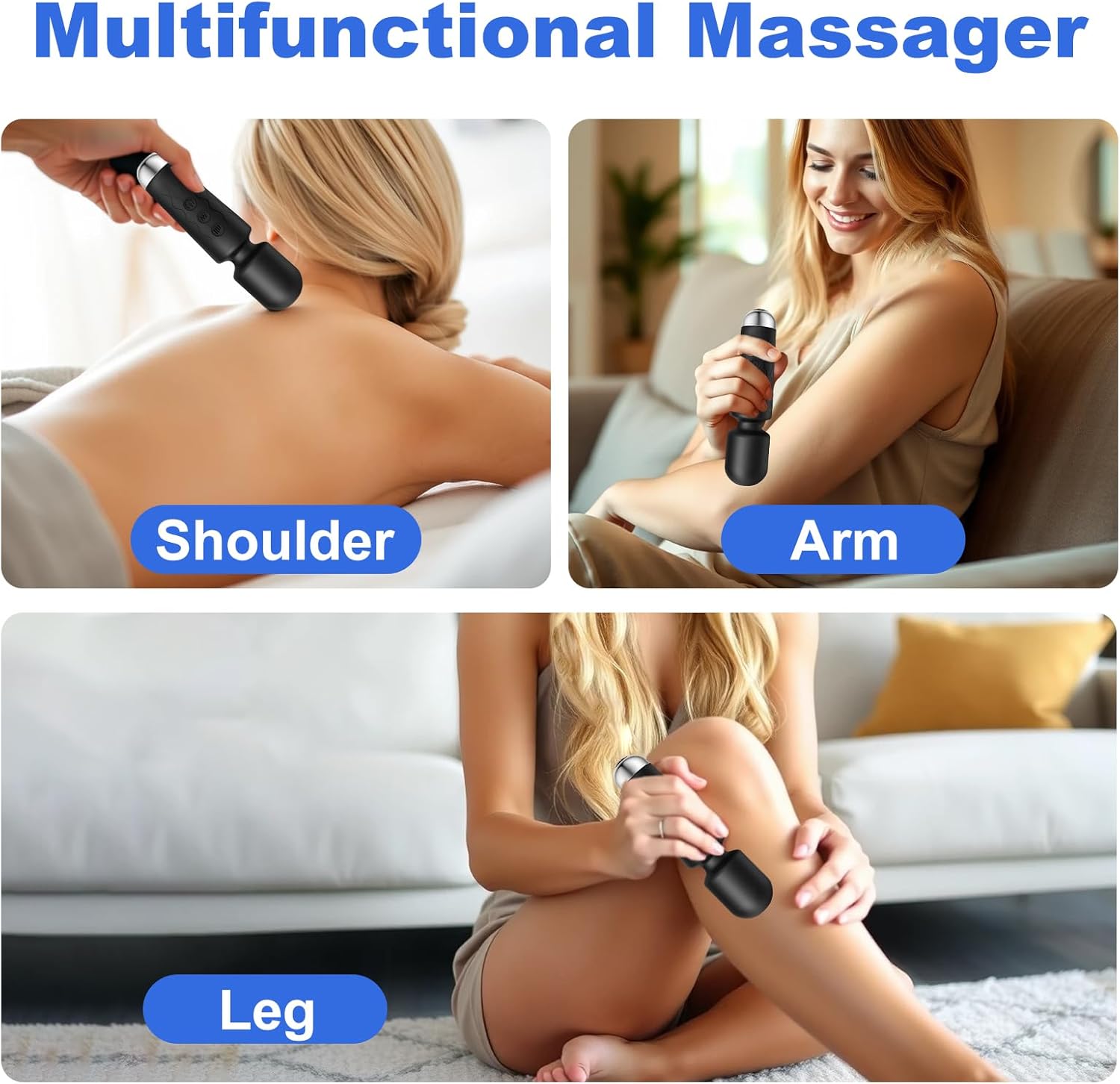 Personal Massager, Micro Wireless Massager, Powerful Combination of Functions, Waterproof and Portable, Suitable for Neck, Leg and Hand Pain, Deep Black - Image 7
