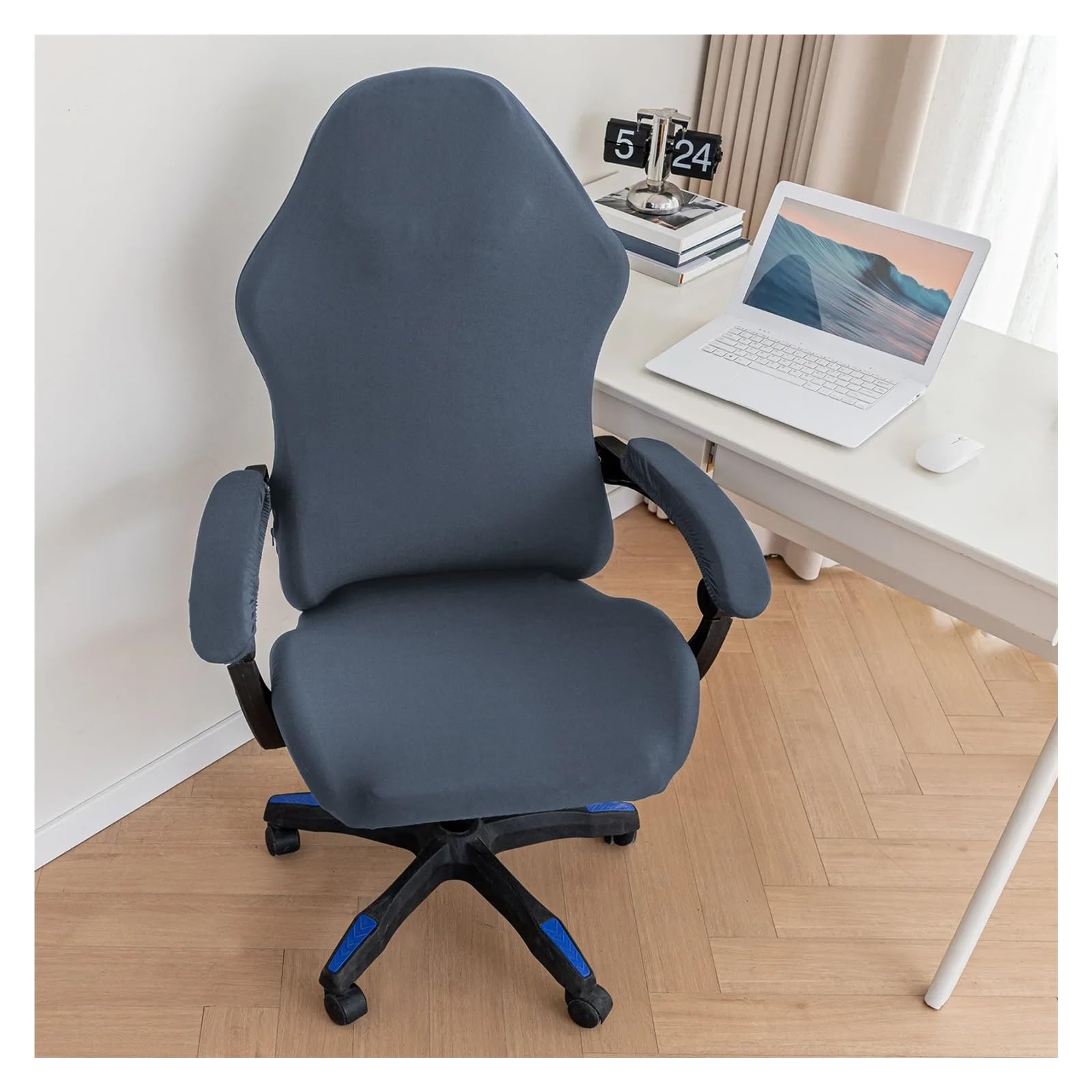 Funda Silla Gaming Funda for Silla de Juegos, Funda Protectora elástica Seda Leche for giratoria, Asiento especializada atlética for Ordenador Oficina para Interiores(Beige-1PCS)