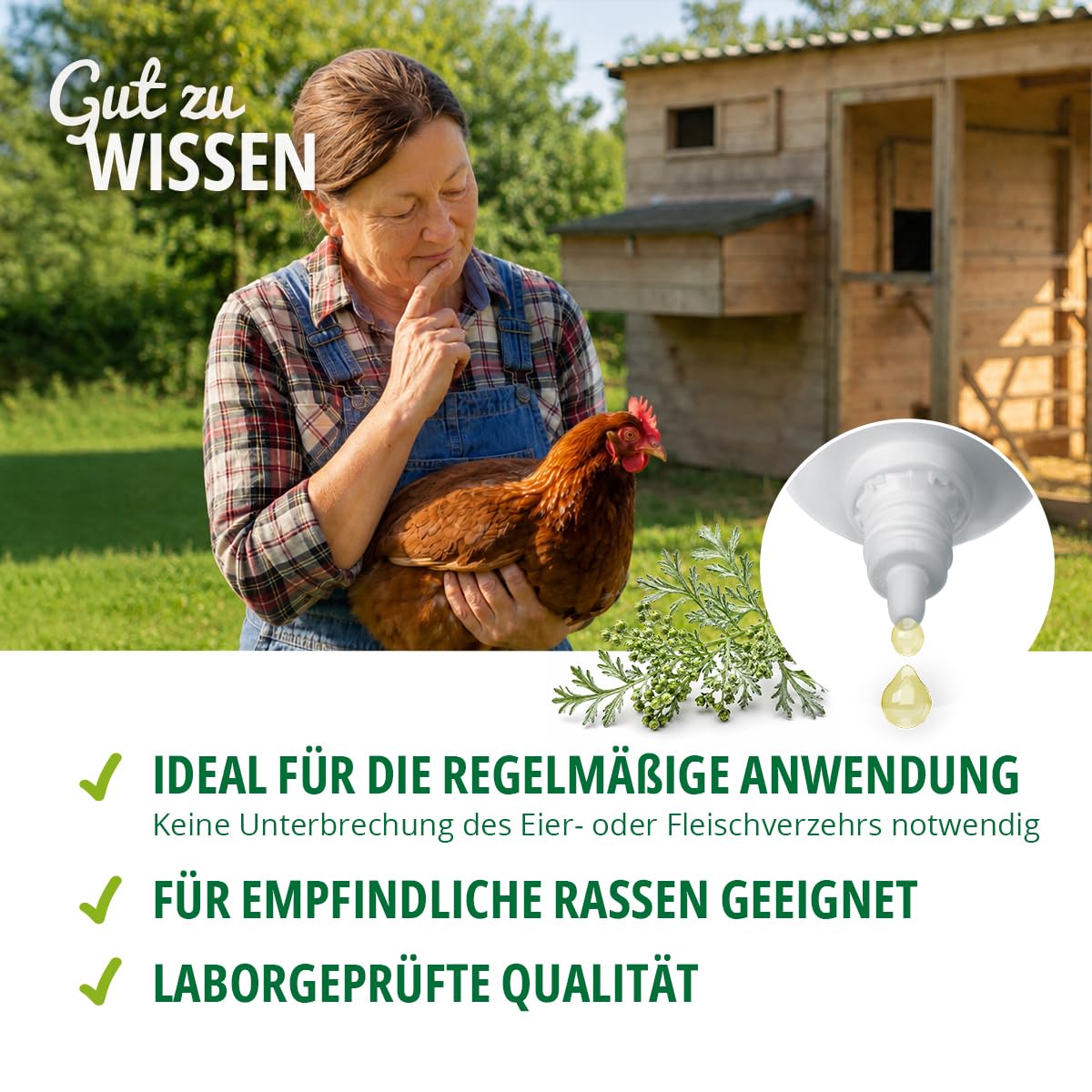 Test très bien 2026 HÜHNER Land Herbe vermifuge liquide 100 ml – pour poules et volailles, avec véritable vermifuge (Artemisia Absinthium) dans une formule végétale à base de recettes, convient pour
