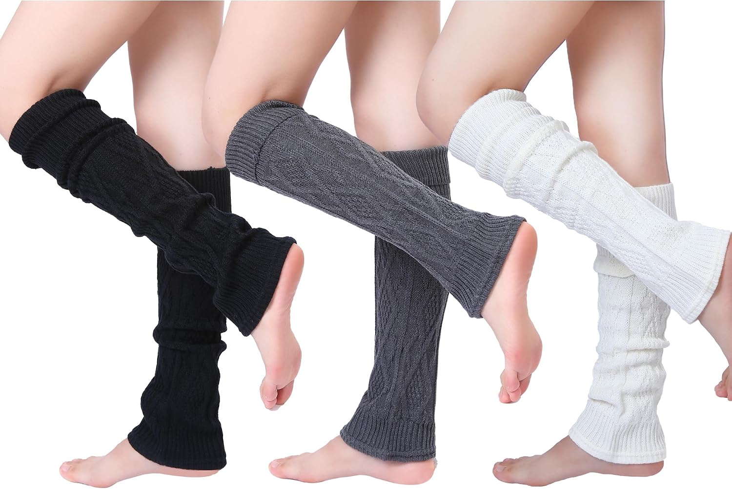 SISOSOCK Leg Warmers for Women Winter Warm Knitted Knee High Boot Socks 80s for Party 1-3 Pairs