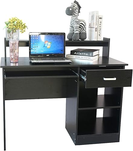 Miniatura 6 de Escritorio de madera para computadora de oficina en casa, escritorio de estudio moderno, escritorio de madera para computadora portátil, estación de