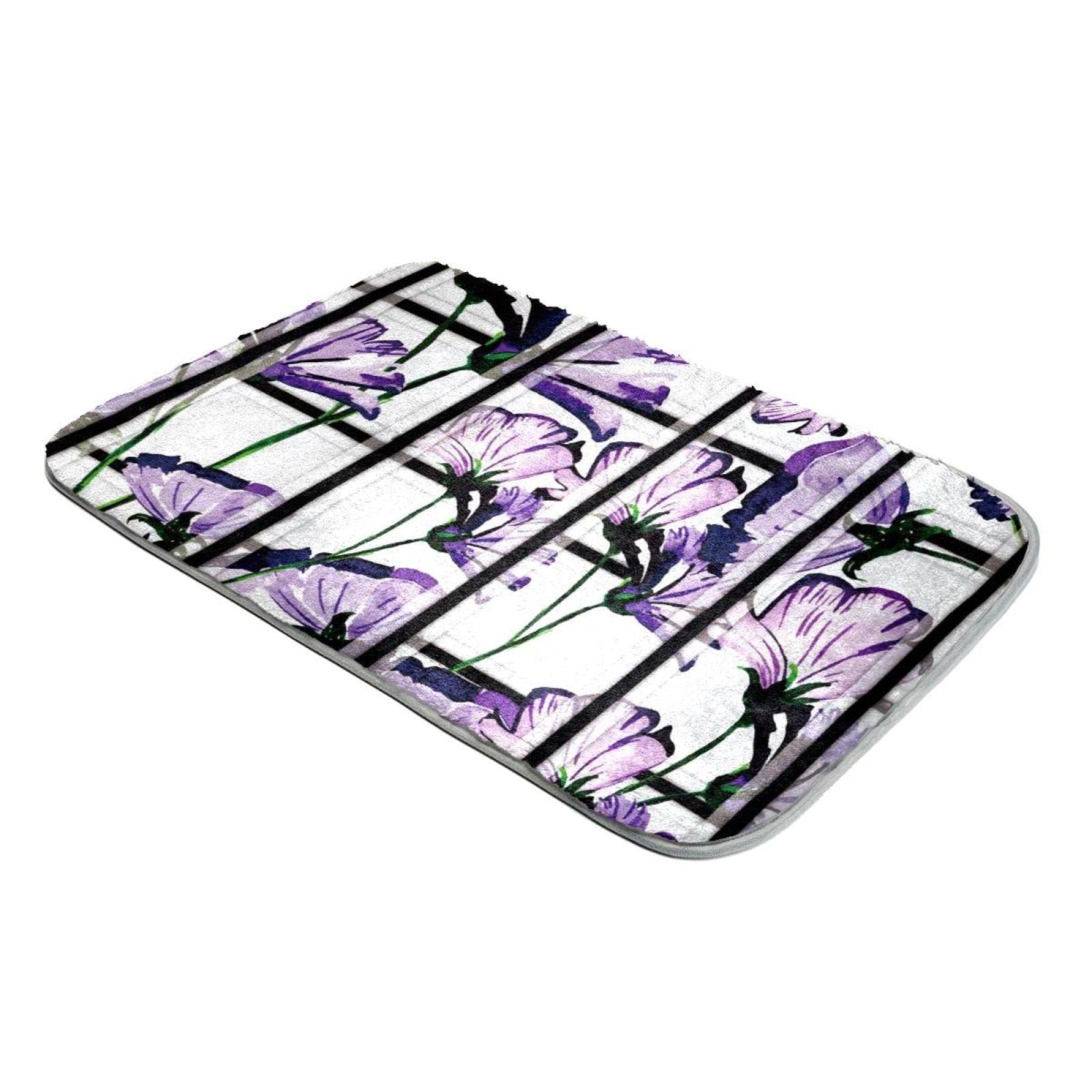 Tapis violet fausse fourrure à poils longs motif fleur aquarelle pour chambre de style