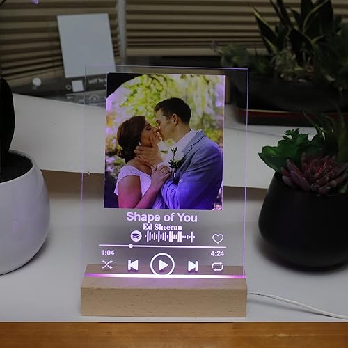 Miniatura 8 de Placa de canción acrílica personalizada, cubierta de álbum de fotos personalizada, código Spotify escaneable, lámpara de luz nocturna LED para