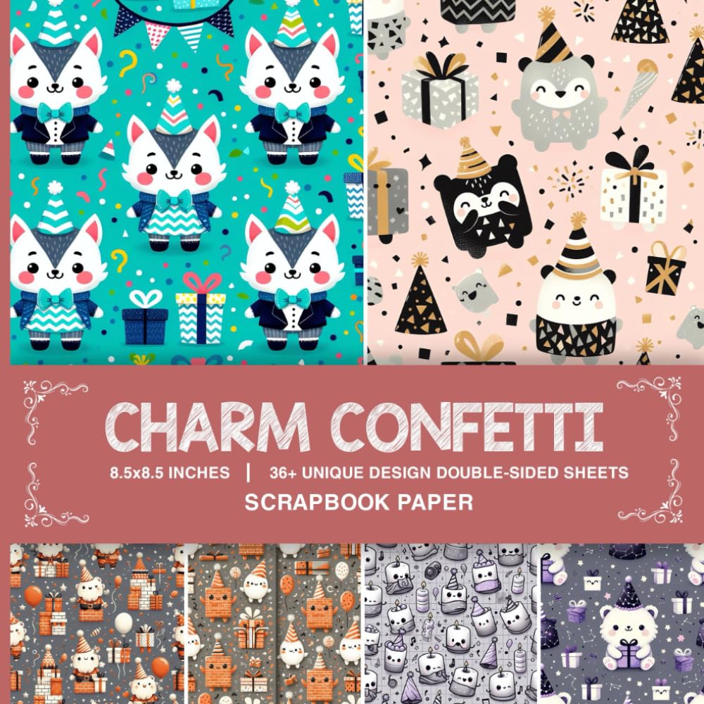 Charm Confetti Scrapbook Paper: 36+ Festive Patterned Craft Paper for DIY Projects, Gift Wrapping, and Scrapbooking