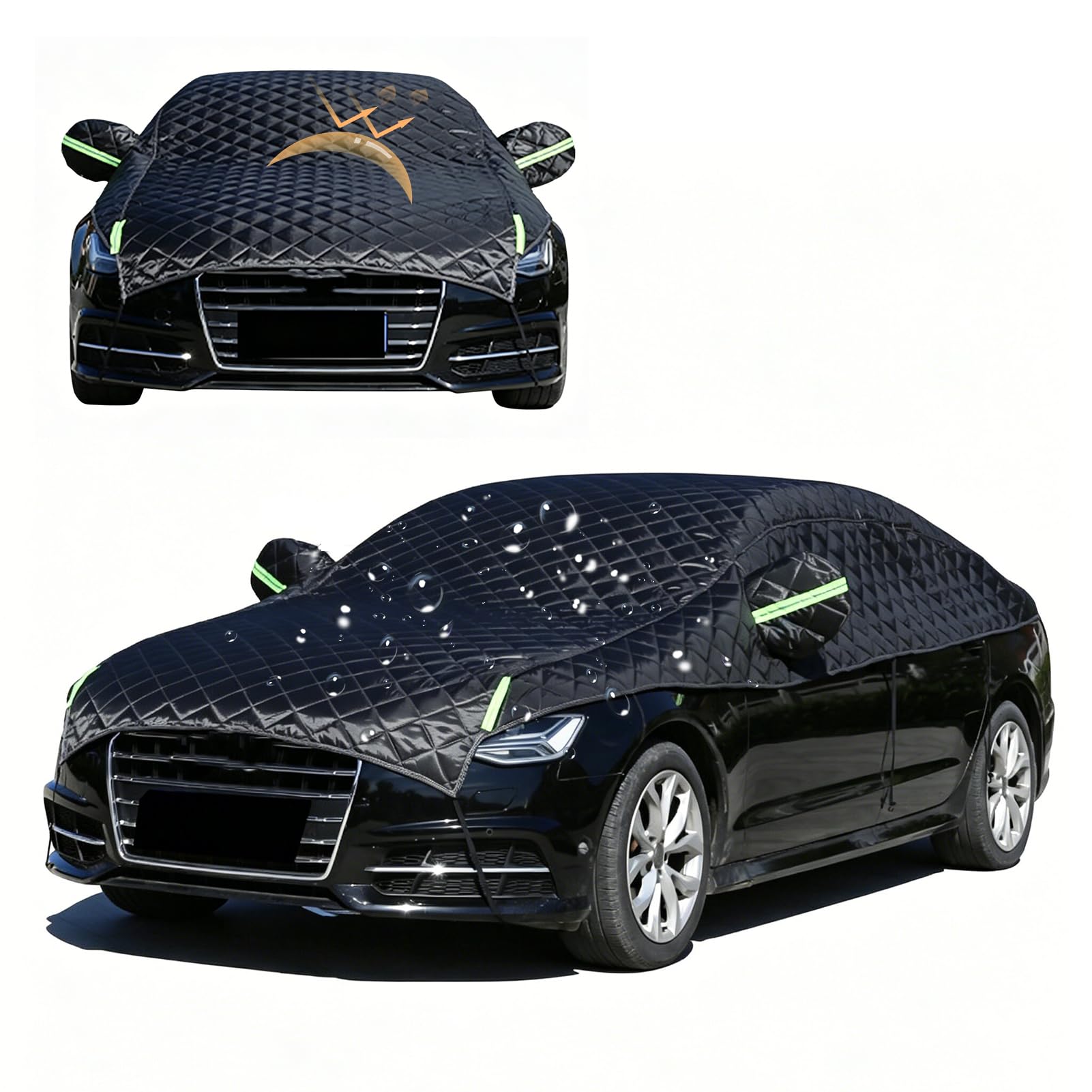 Generico Copertura Antigrandine Parziale per Auto,Protezione Rinforzata per Parabrezza,Copertura Parziale Impermeabile E Resistente Ai Raggi UV,per Veicoli Interni Ed Esterni,Nero,Fit Sedan