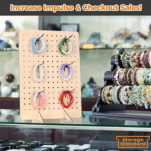 Miniatura 3 de 2 soportes de exhibición de tablero de clavijas de madera con 20 ganchos de metal, estante para venta al por menor, tablero de clavijas, soporte de