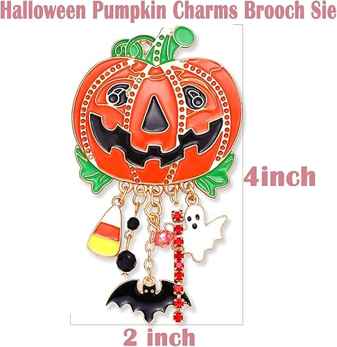 Miniatura 7 de Broches de Halloween para mujer, diseño de calabaza esmaltada, murciélago, fantasma, caramelo, corno, pasador, divertido sombrero de bruja, gato,