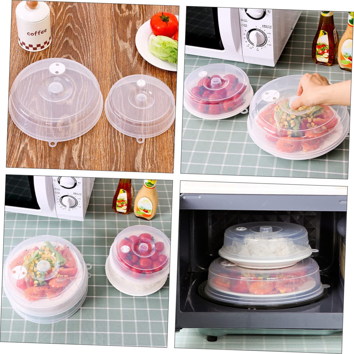 Luxshiny 1set Sealing Covers for Microwave and Refrigerator Practical Food Covers with High Temperature Resistance for Leftovers and Preventing Splatter White 2pcs