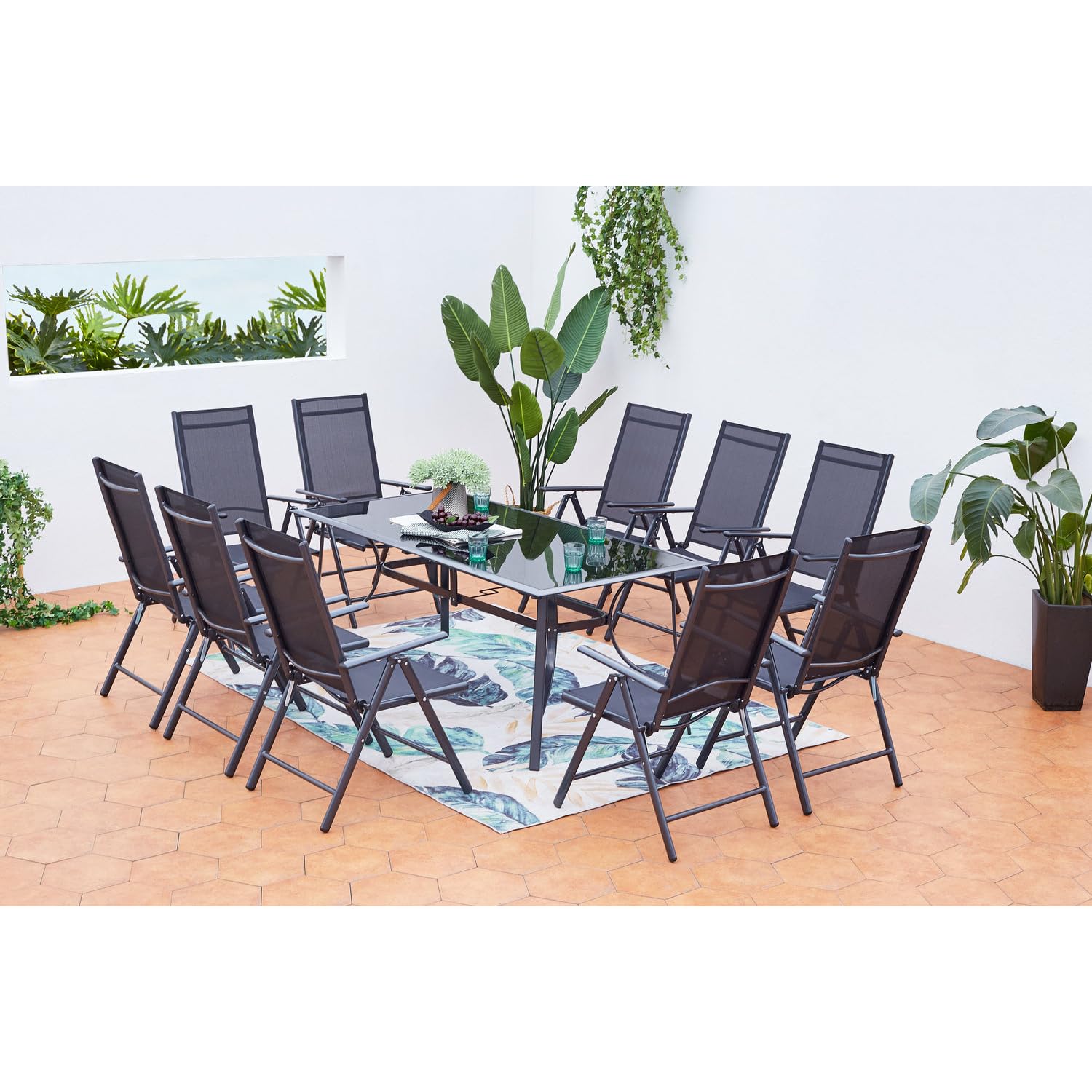 Tavolo Da Giardino Concept Usine Rimini - Alluminio E Vetro - 180x90x72 Cm - Grigio - Fino A 10 Posti - 2