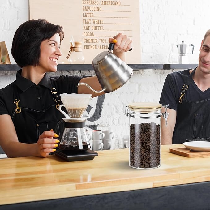 Frasco de Vidrio Borosilicato QWORK 40oz con Tapa de Bambú Hermética miniatura 7